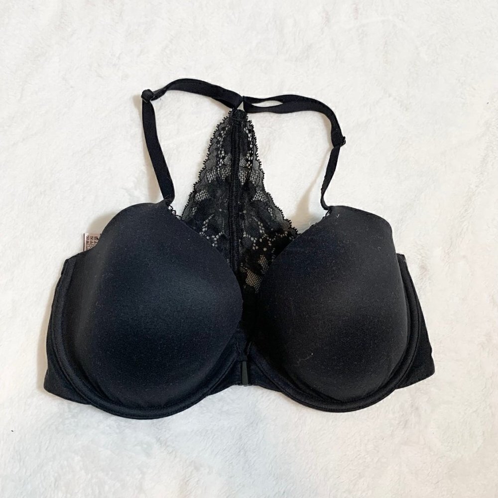 Victoria's Secret Lined Demi Bra Women 32DDD Black Lace Racerback